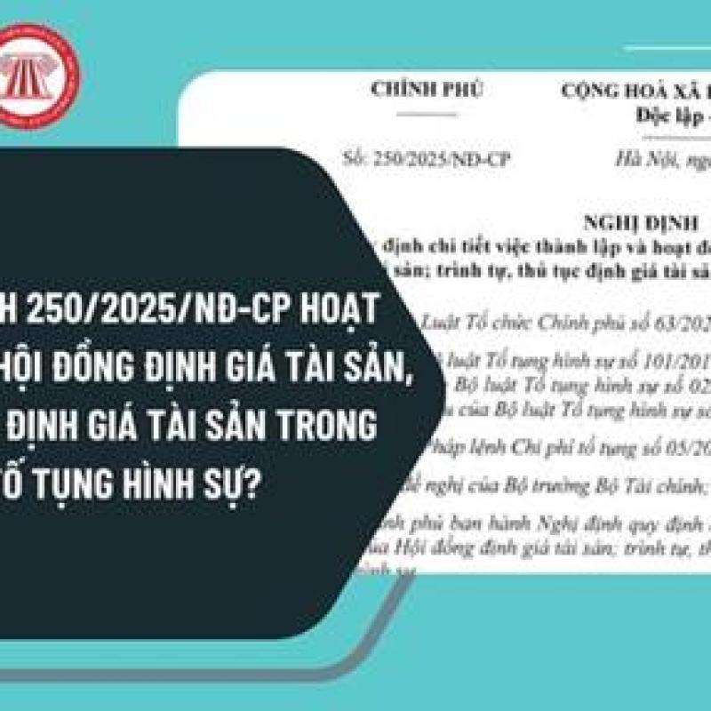 Một số điểm mới của Nghị định số 250/2025/NĐ-CP về thành lập và hoạt động của hội đồng định giá tài sản; trình tự, thủ tục định giá tài sản trong tố tụng hình sự