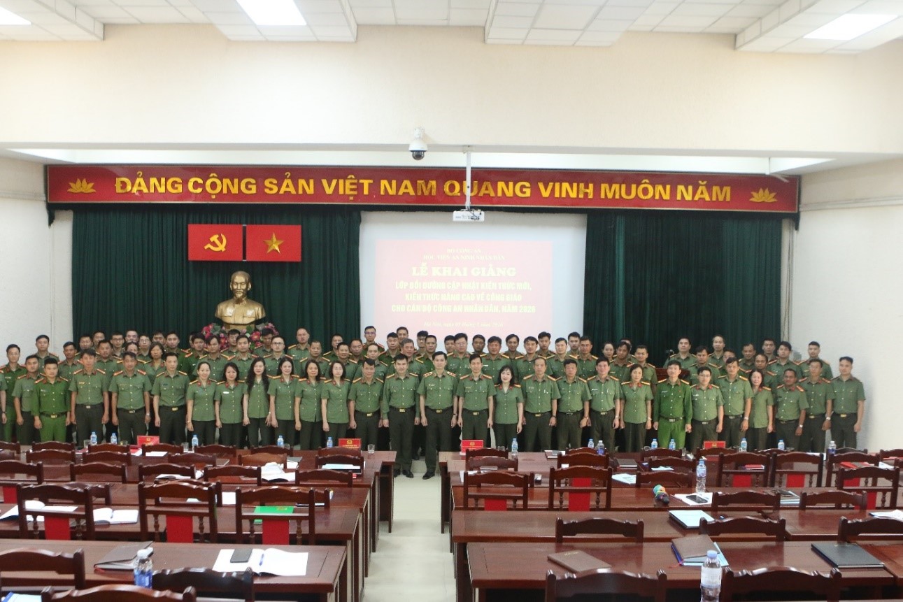 Học viện An ninh nhân dân Khai giảng lớp Bồi dưỡng cập nhật kiến thức mới, kiến thức nâng cao về Công giáo cho cán bộ Công an nhân dân năm 2026